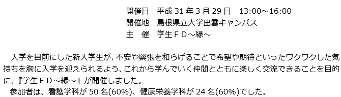 新たな縁を結ぶ、新入学生の集い