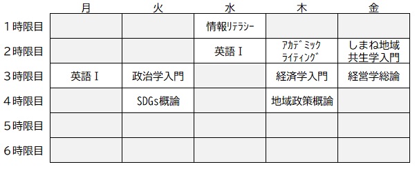 春学期（前期）時間割