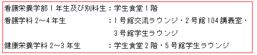 学生食堂及び学生ラウンジの使用について